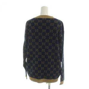 GUCCI GG コットン ラメ ファブリック ニット カーディガン XS ネイビー