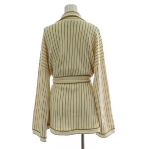 GUCCI メタリックストライプカーディガン M ベージュ ゴールドカラー 599176XKA3T