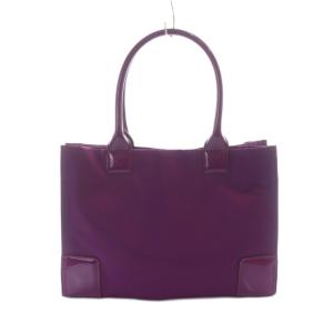TORY BURCH トートバッグ ハンド ナイロン エナメル ロゴ 紫 GY18 /MQ