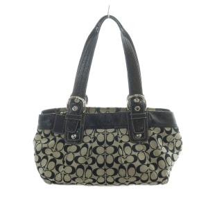 ソーホープリーテッド トート F13742 ハンドバッグ キャンバス レザー ロゴ シグネチャー 黒 ブラック