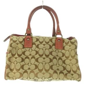 COACH ボストンバッグ ミニ ハンドバッグ キャンバス レザー シグネチャー ロゴ 赤 レッド 7064 /AO20