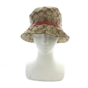 COACH バケットハット 帽子 ロゴ キャンバス M/L 茶 ブラウン GY18 /MQ