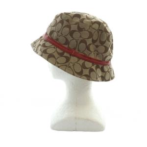 COACH バケットハット 帽子 ロゴ キャンバス M/L 茶 ブラウン GY18 /MQ