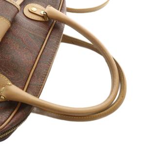 ETRO ハンドバッグ ショルダー 2WAY ロゴ PVC レザー 茶 ブラウン GY18 /MQ