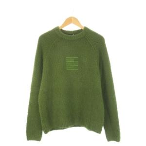 フレッドペリー ニット セーター クルーネック 丸首 長袖 ロゴ刺繍 M 緑 カーキ /CK7 GY18