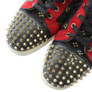 Christian Louboutin スニーカー スエード エナメル レザー ハイカット スパイクスタッズ 刺繍 ロゴ 40.5 25.5cm