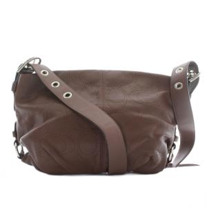 ショルダーバッグ レザー シグネチャー パンチング 総柄 茶色 ブラウン F17104 /XZ GY18