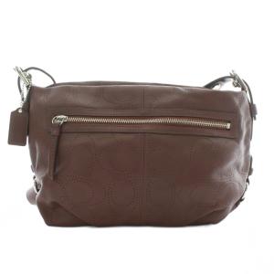 COACH ショルダーバッグ レザー シグネチャー パンチング 総柄 茶色 ブラウン F17104 /XZ GY18