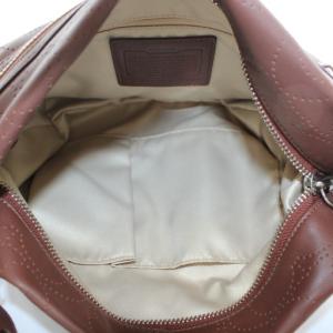 COACH ショルダーバッグ レザー シグネチャー パンチング 総柄 茶色 ブラウン F17104 /XZ GY18