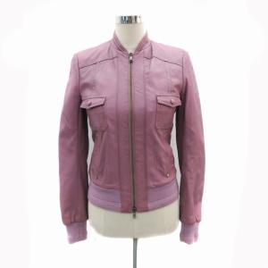 ラムレザージャケット 革ジャン ミドル丈 紫 パープル 351-01-43202 /HO23 GY18