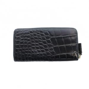 ANYA HINDMARCH 長財布 ウォレット 型押しクロコ ロゴ レザー ラウンドファスナー 黒 ブラック GY11 /MQ