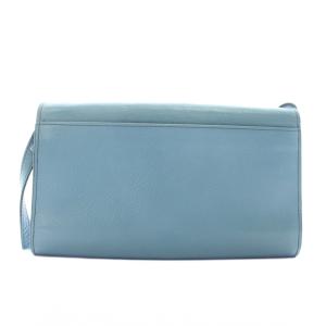 HIROFU ウォレットショルダーバッグ クラッチバッグ 2WAY レザー ロゴ シルバー金具 青 ブルー /XZ GY18