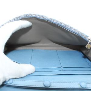 HIROFU ウォレットショルダーバッグ クラッチバッグ 2WAY レザー ロゴ シルバー金具 青 ブルー /XZ GY18