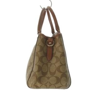 COACH ハンドバッグ 2way ショルダーバッグ PVC レザー 革 ロゴ シグネチャー 茶 ブラウン /CK27