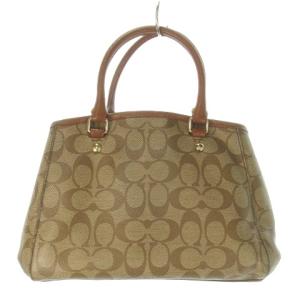 COACH ハンドバッグ 2way ショルダーバッグ PVC レザー 革 ロゴ シグネチャー 茶 ブラウン /CK27