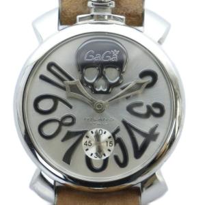 2326 マヌアーレ 48mm 腕時計 手巻き スモセコ レザーベルト スカル シルバーカラー