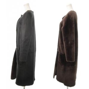 BY MALENE BIRGER リバーシブル ムートンコート 32 ブラック ブラウン