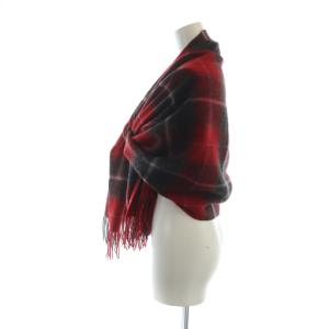 ANNA SUI 大判ストール マフラー チェック柄 ロゴ刺繍 赤 レッド GY18 /MQ