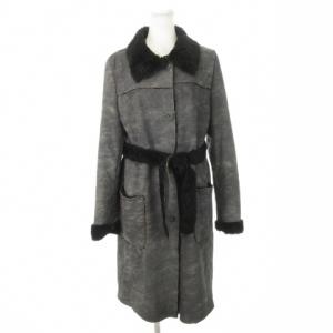 フェイクムートンコート ロング ダブルフェイス S グレー /AH20 GY18