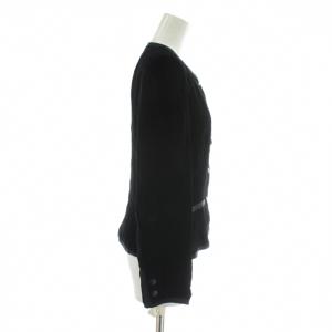 GIVENCHY NOUVELLE BOUTIQUE ノーカラージャケット ベロア 総裏地 肩パッド 10 L 黒 ブラック