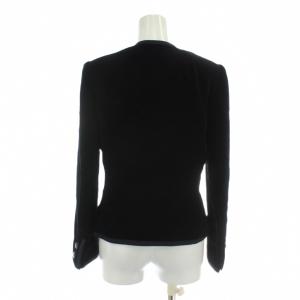 GIVENCHY NOUVELLE BOUTIQUE ノーカラージャケット ベロア 総裏地 肩パッド 10 L 黒 ブラック