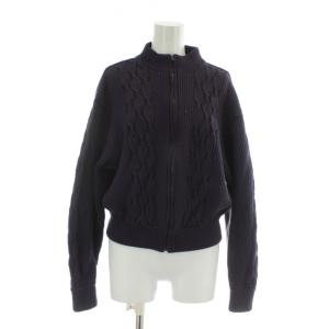 SPORTS ヴィンテージ ジップアップ ニット ジャケット ブルゾン ウール 長袖 ハイネック ケーブル編み
