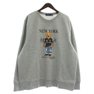 トレーナー スウェット 長袖 裏起毛 クルーネック NEW YORK ポロベア ロゴ プリント XL グレー