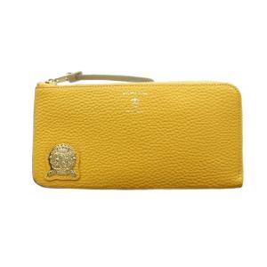 長財布 ウォレット レザー ロゴ L字ファスナー 黄 イエロー グレー GY18 /MQ