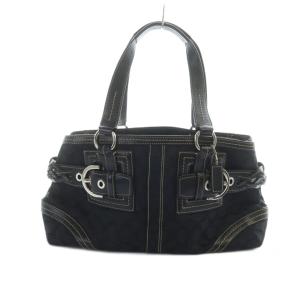 5089 ハンドバッグ トート ロゴ キャンバス レザー シグネチャー 黒 ブラック GY18 /MQ