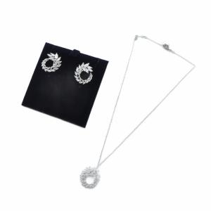 ネックレス ピアス セット アクセサリー ストーン ロゴ シルバー色 GY11 /MQ