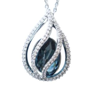 ティアドロップ ネックレス アクセサリー ペンダント ロゴ ラインストーン シルバー色 GY11 /MQ