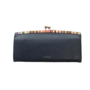 長財布 ウォレット ロゴ レザー がま口 紺 ネイビー GY11 /MQ