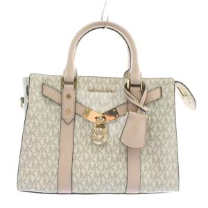 ハンドバッグ ショルダー 2WAY PVC レザー MKシグネチャー 総柄 ロゴ ゴールド金具 白 ホワイト