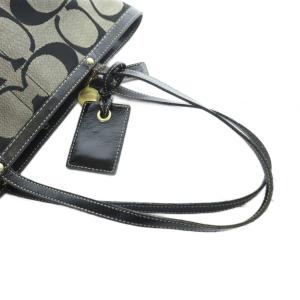 COACH 10124 トートバッグ ハンド キャンバス レザー シグネチャー ロゴ 黒 ブラック GY11 /MQ
