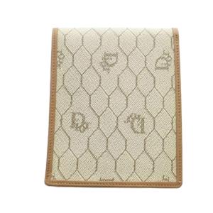 Christian Dior ヴィンテージ ハニカム柄 二つ折り 財布 札入れ ウォレット レザー 茶 ブラウン GY11 /MQ OH