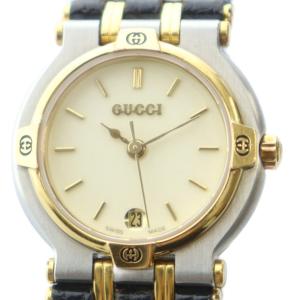 9000L 腕時計 ウォッチ クォーツ ロゴ レザーベルト カレンダー付き デイト ゴールド色 GY11