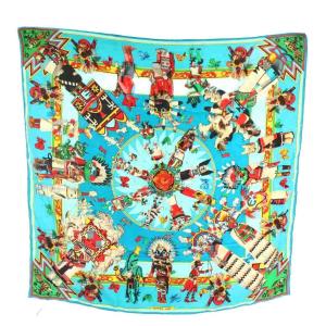 カレ90 KACHINAS カチナ スカーフ シルク ブルー