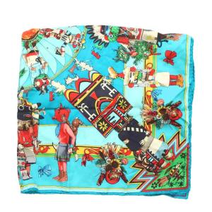 HERMES カレ90 KACHINAS カチナ スカーフ シルク ブルー