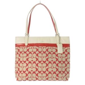 ハンドバッグ キャンバス レザー 革 切替 シグネチャー ロゴ 赤 レッド 29426 /CK29 GY18