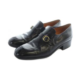 ローファー 革靴 ロゴ レザー スクエアトゥ 40 25cm 黒 ブラック GY18 /MQ OH