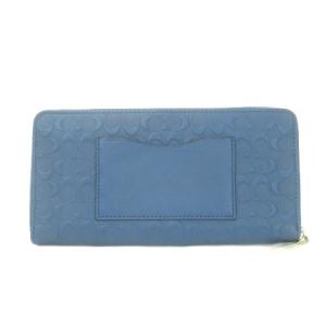 長財布 ウォレット ラウンドファスナー 小銭入れあり レザー エンボス加工 シグネチャー 青 ブルー 52330
