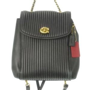 リュックサック デイパック レザー ロゴ チャーム 黒 ブラック 40604 /MN9 GY18