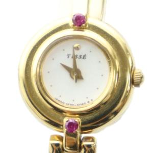 ジャンク品 1E20-2030 TISSE 腕時計 ウォッチ クォーツ 白文字盤 ロゴ ゴールド色 GY11