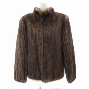 銀サガ jindo 毛皮コート ファーコート ミンク ショート丈 S 茶 ブラウン /SM23 GY18
