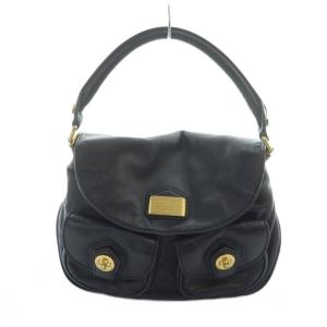 ハンドバッグ レザー ゴールド金具 ロゴ 黒 ブラック GY18 /MQ