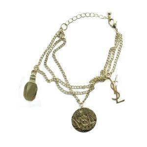 ブレスレット アクセサリー YSL ロゴ 3連 ゴールドカラー 金色 GY11 /MQ