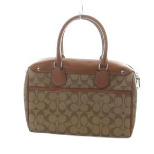 COACH F36187 ハンドバッグ ミニボストン ロゴ PVC レザー 茶 ブラウン GY18 /MQ