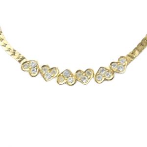 ヴィンテージ ネックレス アクセサリー ペンダント ハート ラインストーン ゴールドカラー 金色 GY18