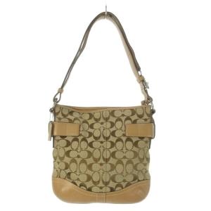 COACH ショルダーバッグ キャンバス レザー 革 シグネチャー 茶 ブラウン F03574 /CK26 GY42