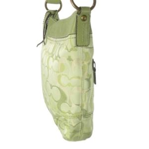 COACH ショルダーバッグ キャンバス レザー 革 ジャカード シグネチャー ロゴ型押し 緑 グリーン 10378